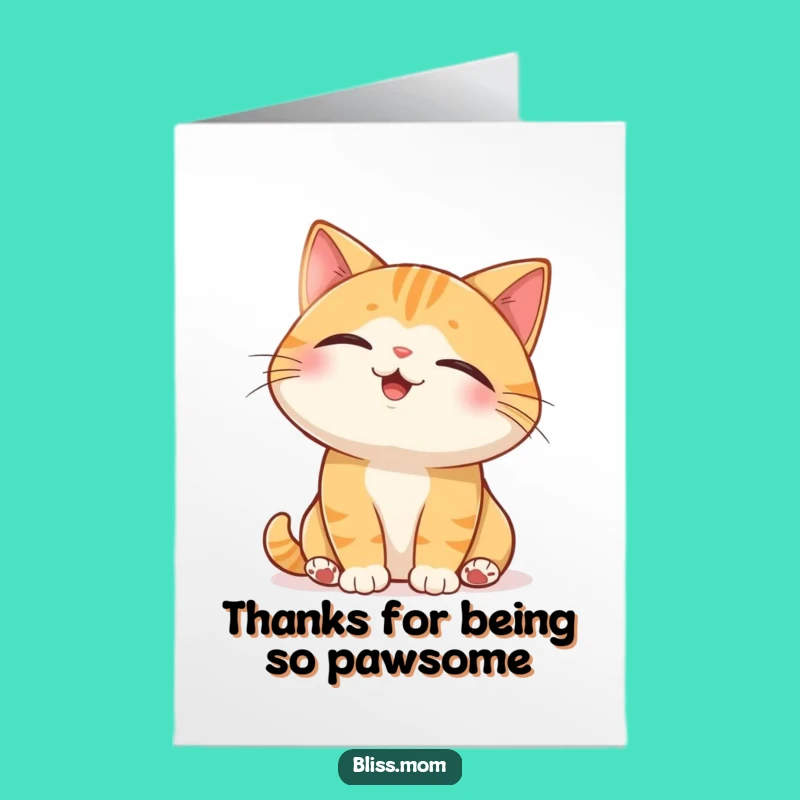 Cat Thank You Card Free Printable: Basking Feline Appreciation Download