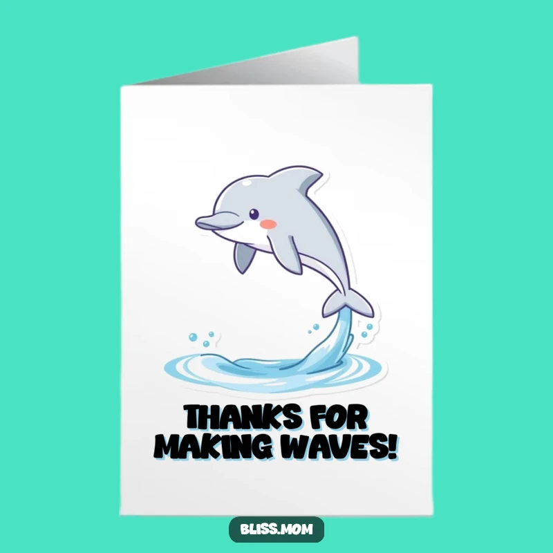 Free Printable Thank You Card: Kawaii Dolphin Expressing Gratitude - Downloadable Gift