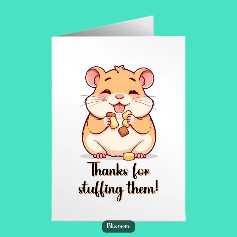 Free Printable Hamster Mom Thank You Card: Cheeks Full, Treat Time Downloadable