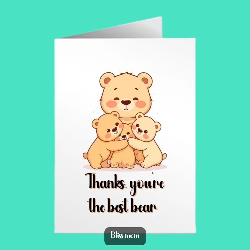 Free Printable Bear Thank You Card: Mama & Cubs Hugs Gratitude Downloadable