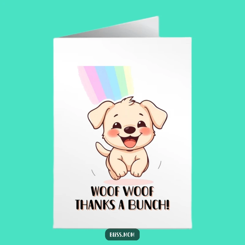 Free Printable Thank You Card: Grinning Puppy & Rainbow - Sweet Downloadable!