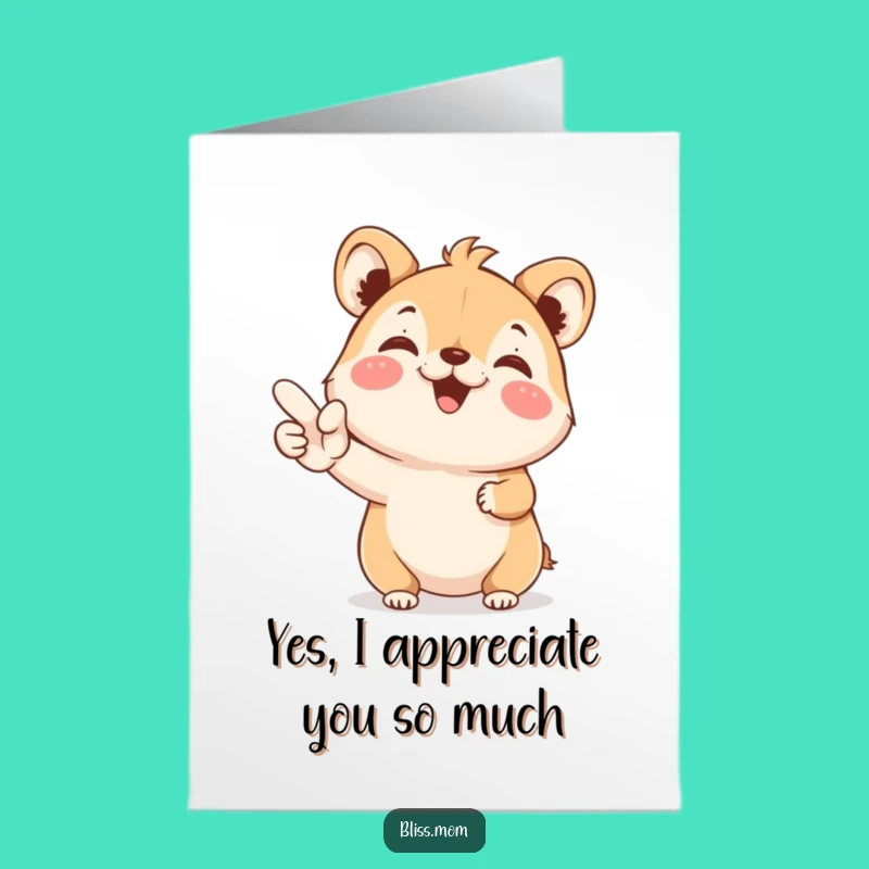 Free Printable Thank You Card: Joyful YES Animal - Funny Downloadable Gift