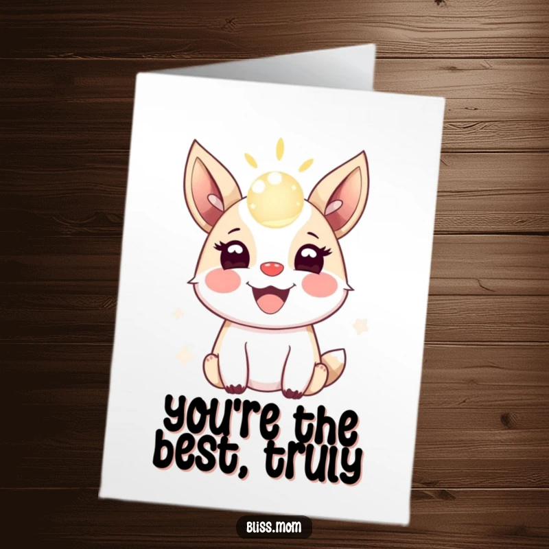 Funny Free Printable Thank You Card: Joyful Animal Bouncing a Shimmering Light Orb, Expressing Gratitude with Excitement