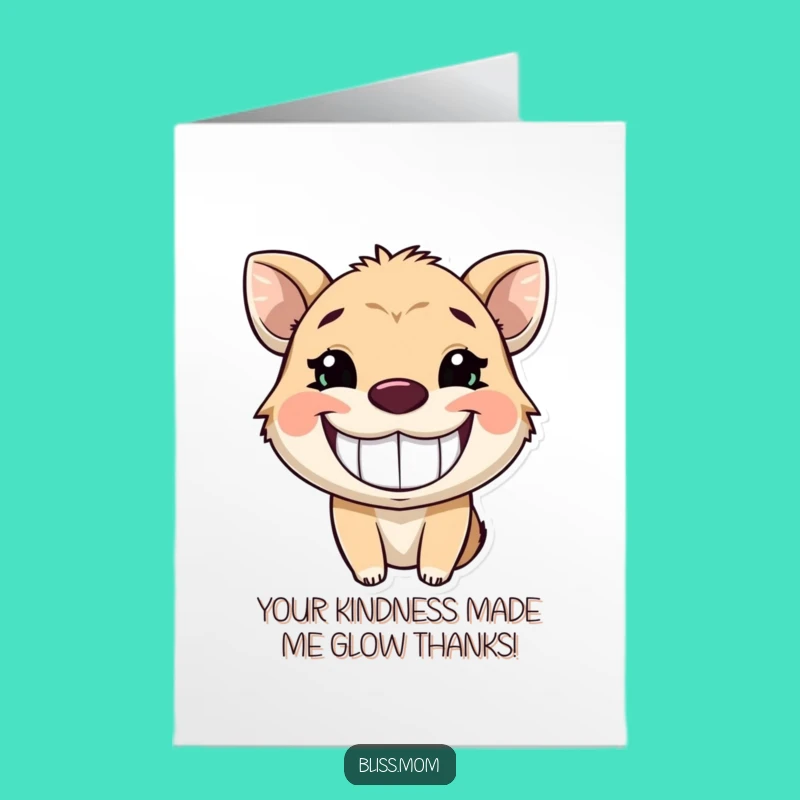 Free Printable Thank You Card: Glowing Grin Animal, Downloadable Appreciation Greeting for Sweet Thanks