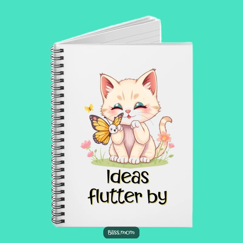 Funny Kawaii Kitten Butterfly Notebook: Cute Journal Gift Idea