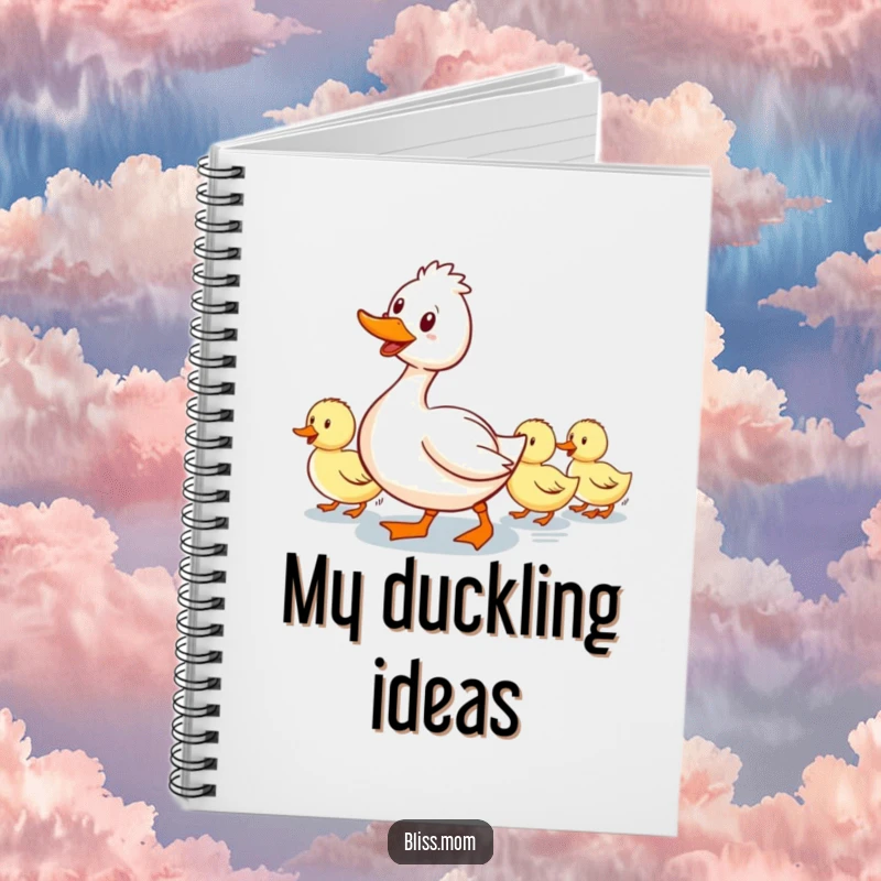 Funny notebook: a smiling mama duck waddling with a line of ducklings following, for capturing all your maternal thoughts.