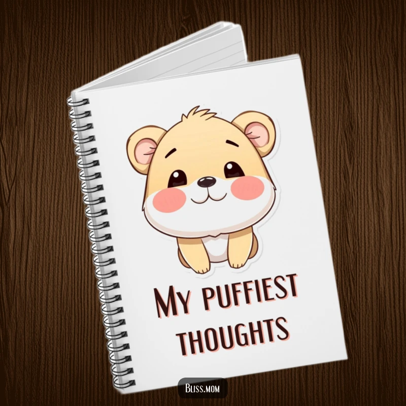 Funny notebook featuring an animal with puffed cheeks, radiating pure joy and ready to hold all your happy thoughts and notes.