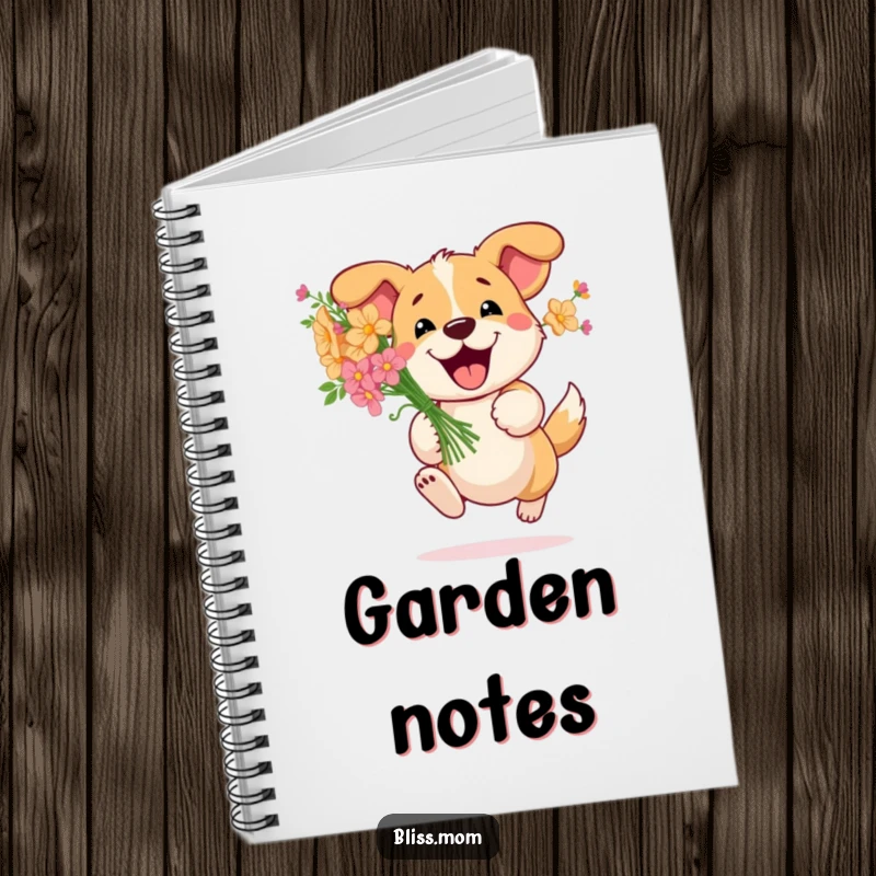 Funny Dog Flower Notebook: Happy dog bounds with a bouquet of flowers while writing. A cute and funny stationery item.