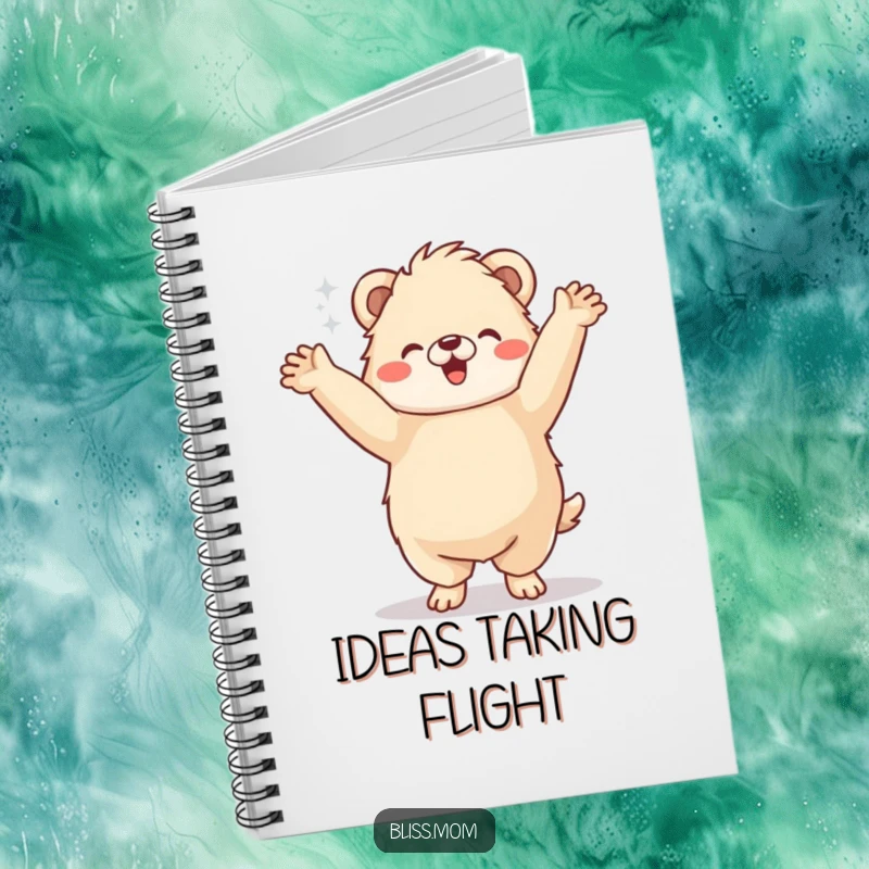 Funny Notebook: A fluffy animal dances a happy jig with arms in the air, perfect for recording funny dance ideas.