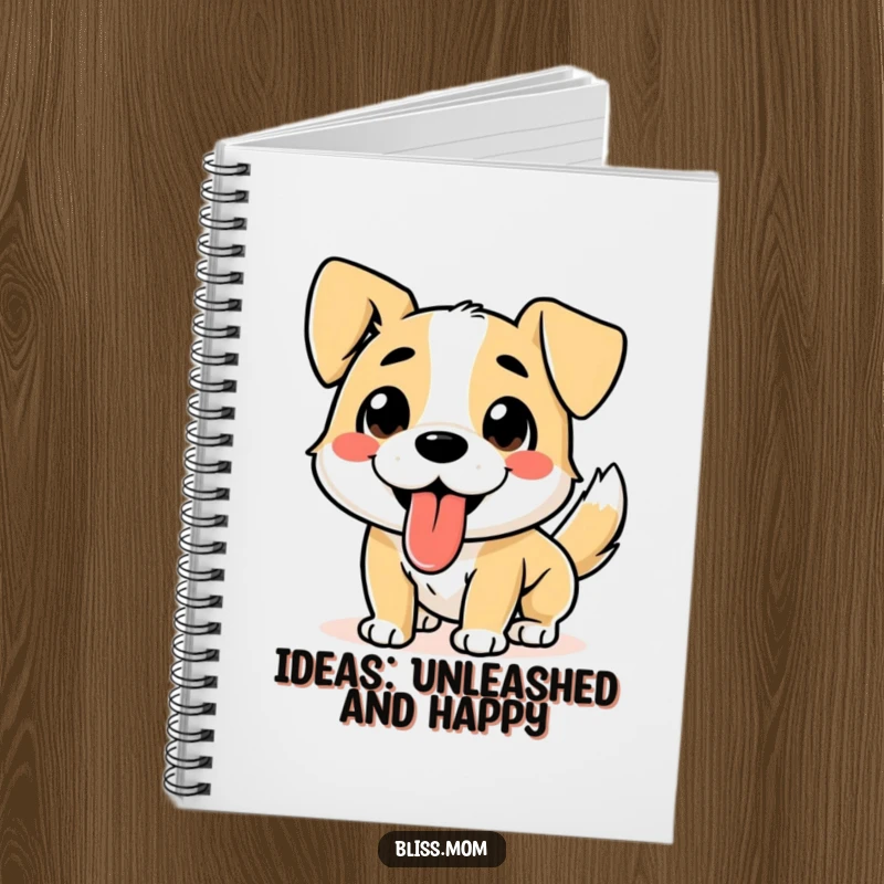 Funny Dog Notebook: A happy dog with tongue out and tail wagging, perfect for jotting down ideas and to-dos.