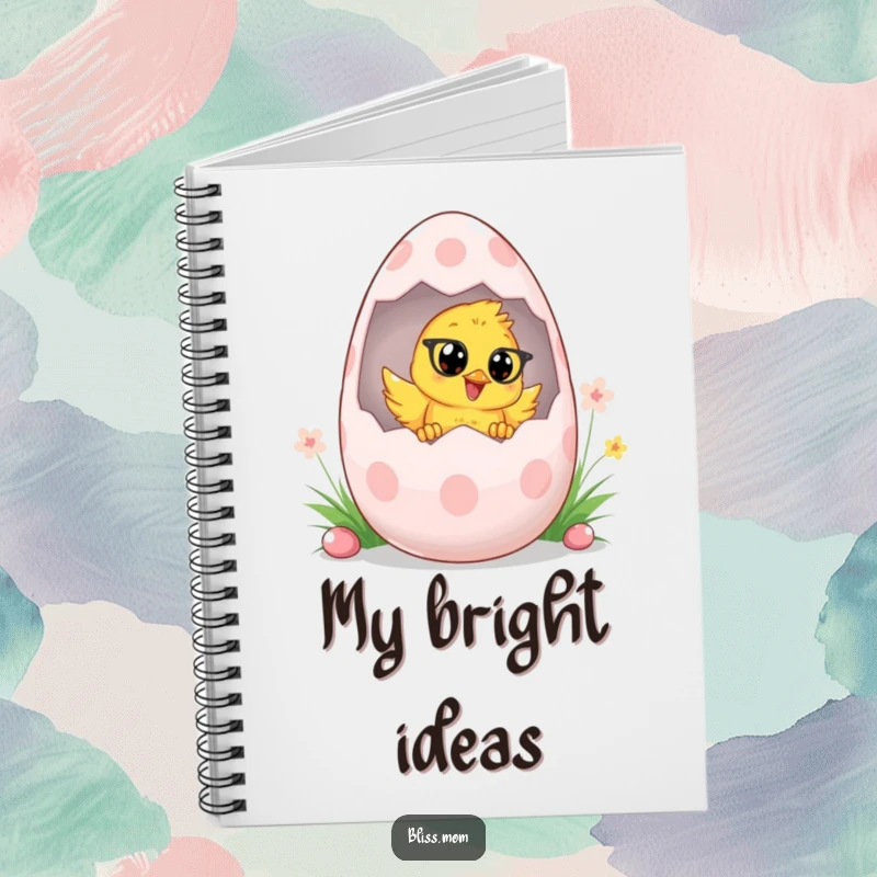 Funny Chick Mom Easter Notebook, featuring a chick mom peeking from an egg, perfect for writing, planning, and spring notes. A cute gift.