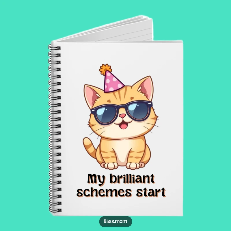Funny Giggling Cat Sunglasses Party Hat Notebook: Jot Down Laughs!