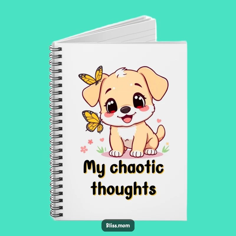Funny Puppy Mom Notebook: Heart Eyes Butterfly Chase - Journal Your Joy Gift