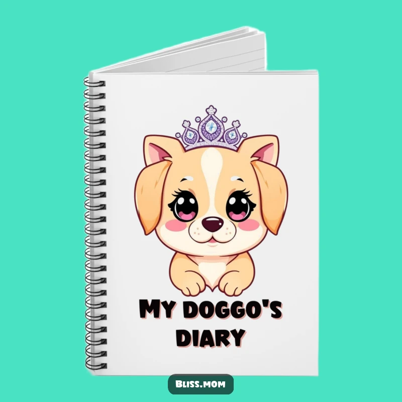Funny Kawaii Dog Mom Notebook: Sparkling Tiara Notes, Ideal Funny Gift for Writers