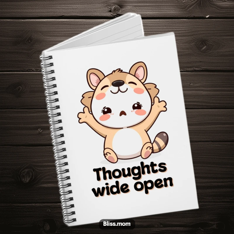 Funny notebook cover featuring an animal with its arms spread wide in a gesture of pure delight and openness.