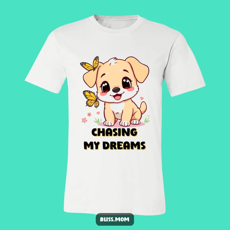Funny Puppy Mom T-Shirt: Heart Eyes Butterfly Chase, Adorable & Joyful Dog Lover Tee