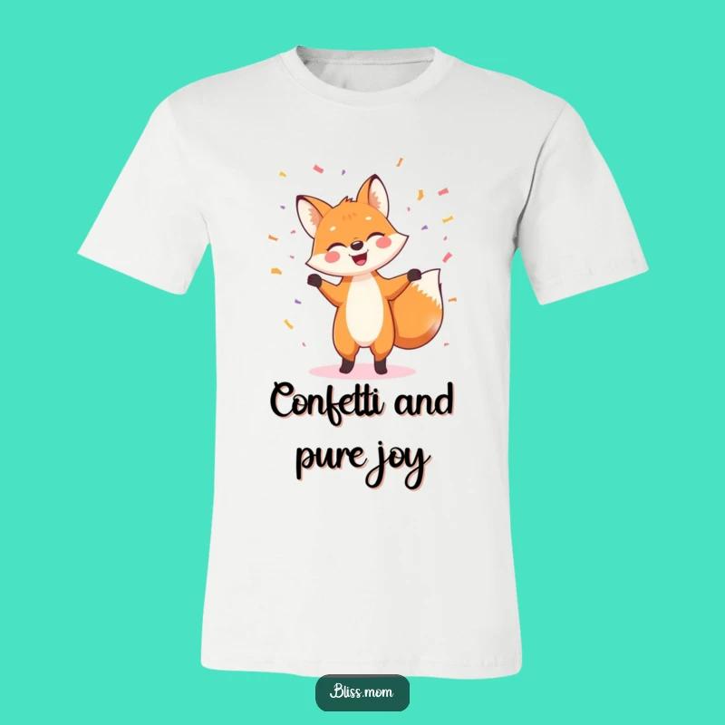 Funny Fox Dance Party T-Shirt: Cheerful Confetti Celebration Tee
