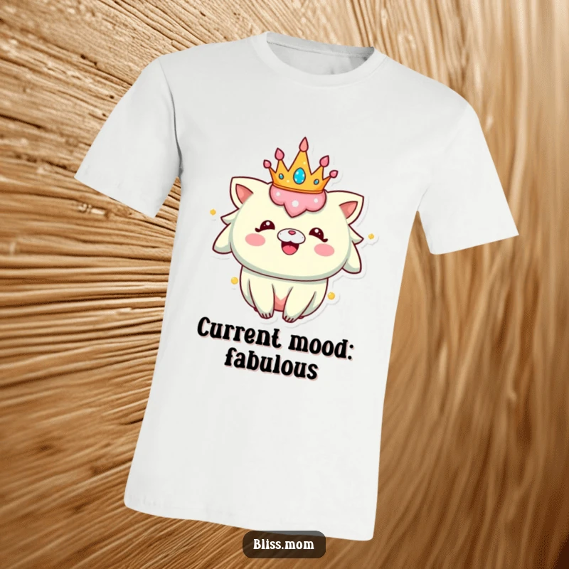 Funny T-Shirt: A joyous creature sports a dazzling sparkly crown, emanating cheerful vibes and a radiant smile.