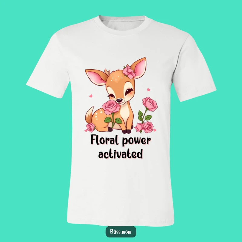 Funny Kawaii Deer Mom T-Shirt: Delightful Rose Smelling, Perfect Cute Mom Gift