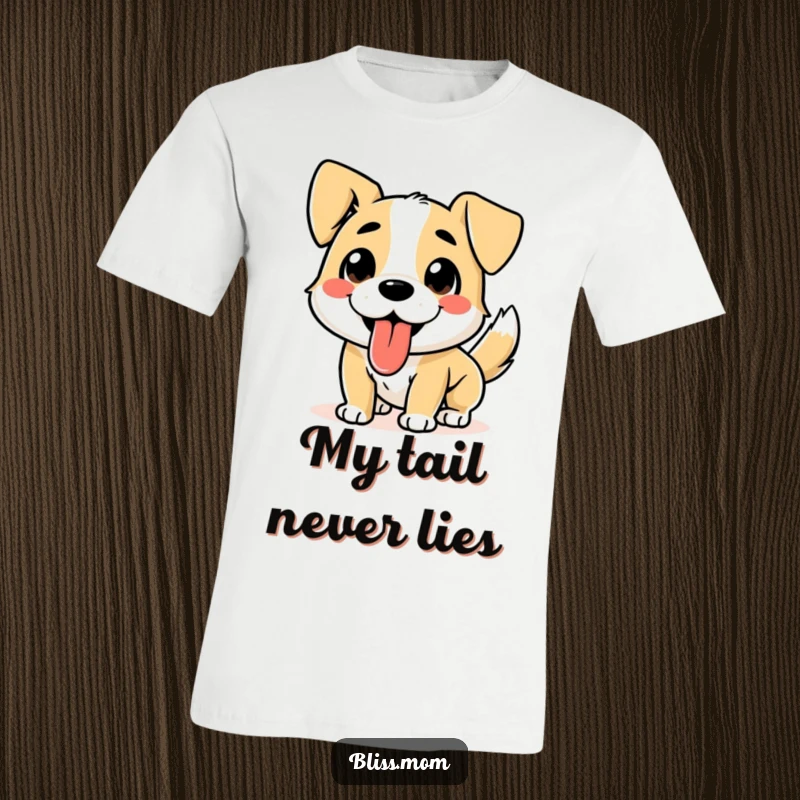 Funny Dog T-Shirt: A vibrant depiction of a happy dog with its tongue out, tail wagging, embodying pure excitement.