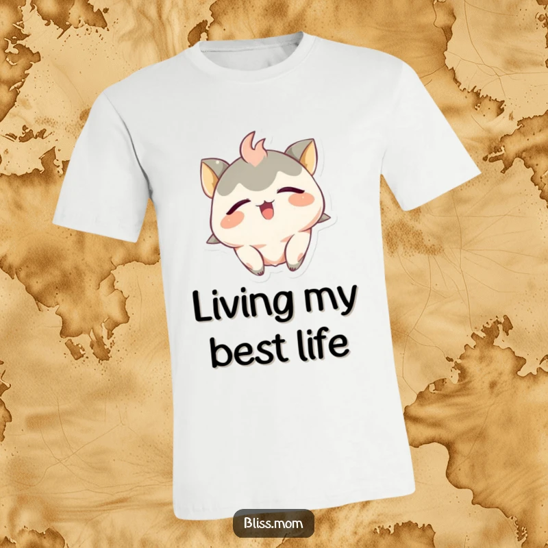 Funny T-Shirt: A creature's ecstatic smile and closed eyes convey absolute bliss and hilarious contentment.