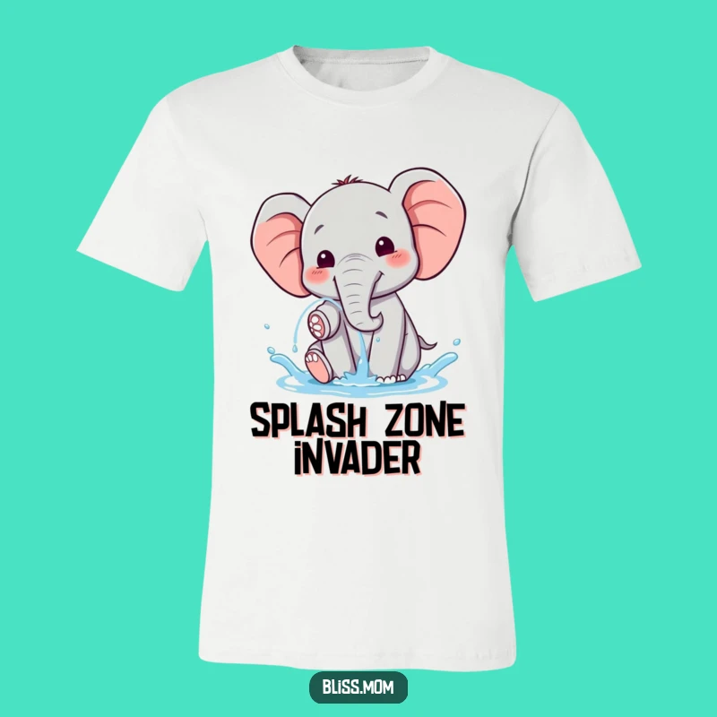 Funny Kawaii Elephant Water Spray Tee: Cheerful Pachyderm Shirt Gift
