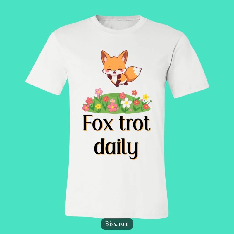 Funny Kawaii Fox Flower Jump T-Shirt - Playful Woodland Style Gift