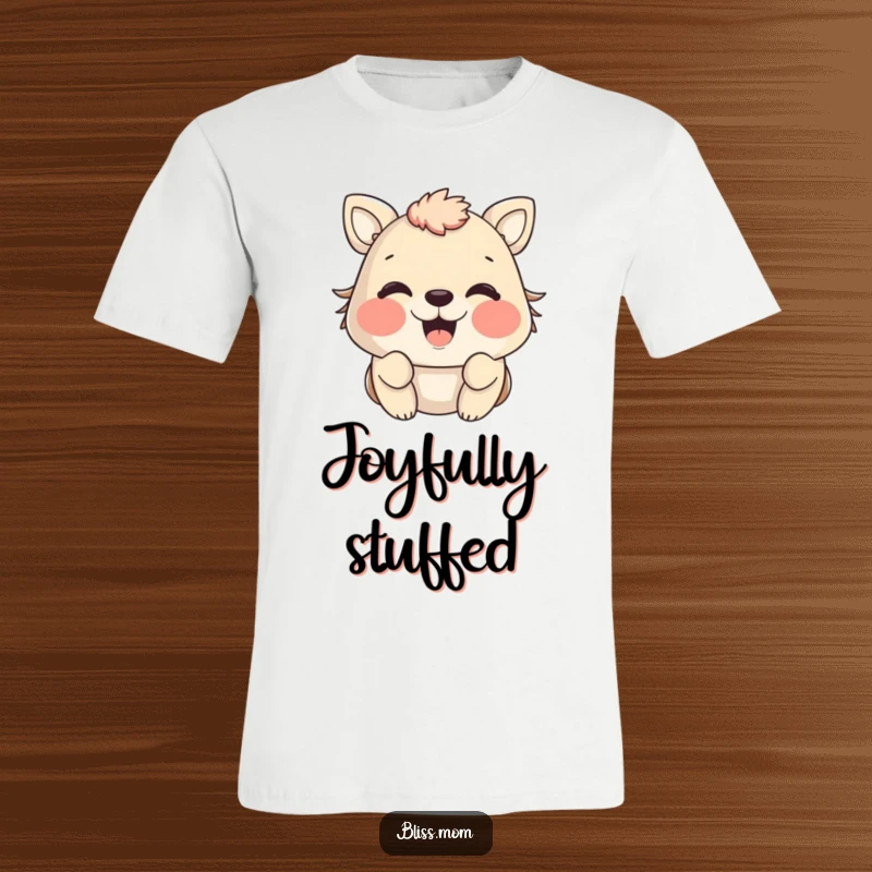 Funny animal t-shirt with cheeks comically puffed out, radiating pure, unbridled happiness and contagious good vibes.