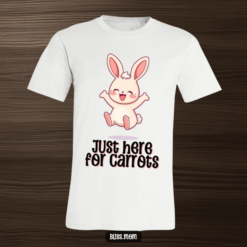 Funny Mama Bunny T-Shirt, depicted bouncing with pure delight, showcasing energetic motherhood and adorable kawaii art. A must-have gift.