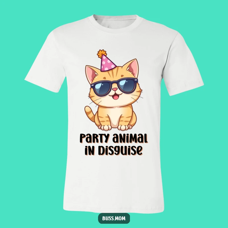 Funny Giggling Cat in Sunglasses Party Hat T-Shirt: A Hilarious Gift!