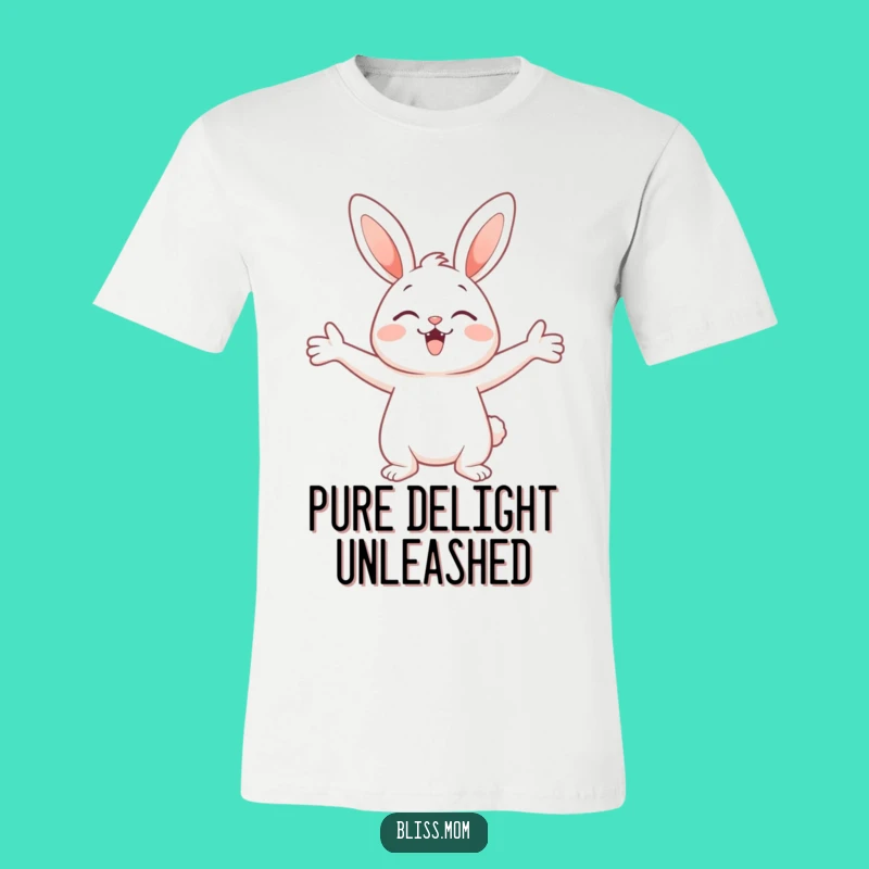 Funny Bunny Joy Tee: Delightful Arms Open for Hugs Shirt