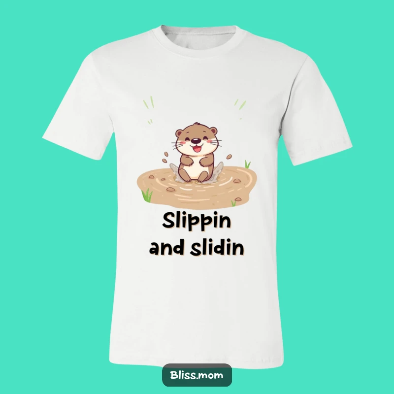 Funny Otter Slide T-Shirt - Playful River Creature Tee Gift