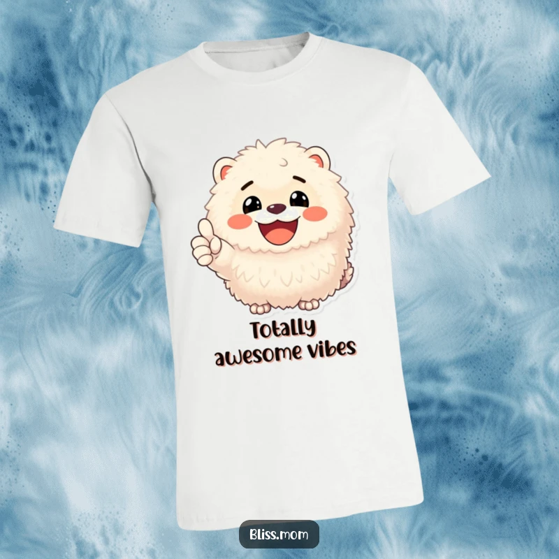 Funny t-shirt featuring a soft, fluffy animal giving a genuine, infectious smile and a positive thumbs up gesture.