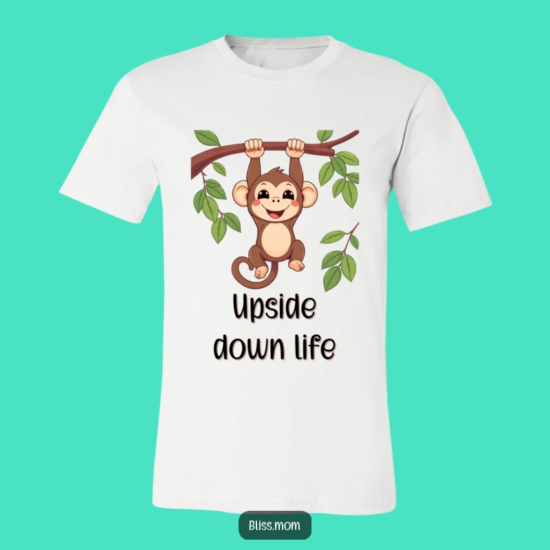 Funny Kawaii Monkey Upside Down Tee: Playful Primate Shirt Gift