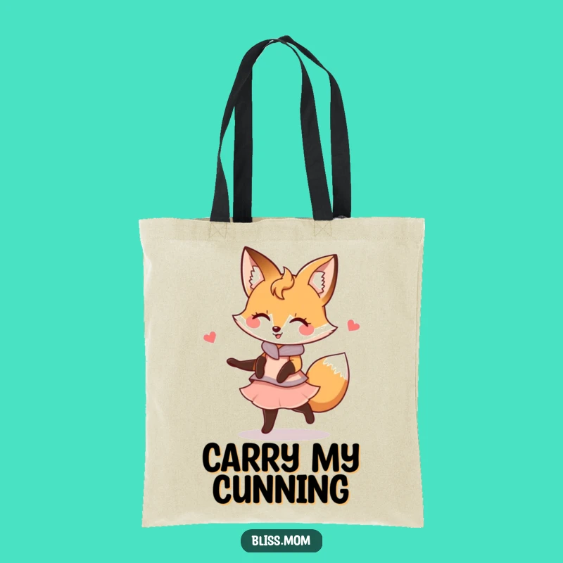 Funny Kawaii Fox Mom Tote Bag: Graceful Twirl Carry-All, Chic Funny Gift