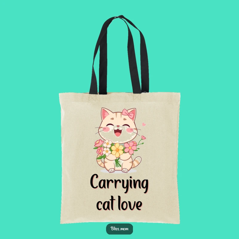 Funny Kawaii Cat Mom Tote Bag: Laughing Bouquet Carrier, Chic Funny Gift