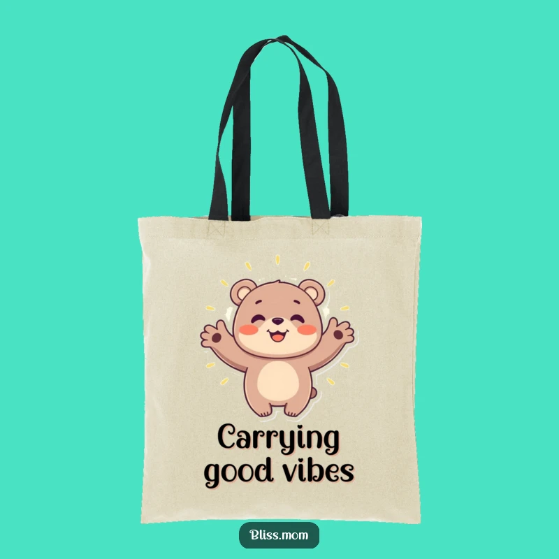 Funny Bear Hugging Aura Tote Bag - Positive Spirit Accessory