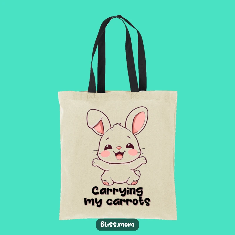 Funny Kawaii Bunny Tote Bag - Joyful Rabbit Carryall & Gift