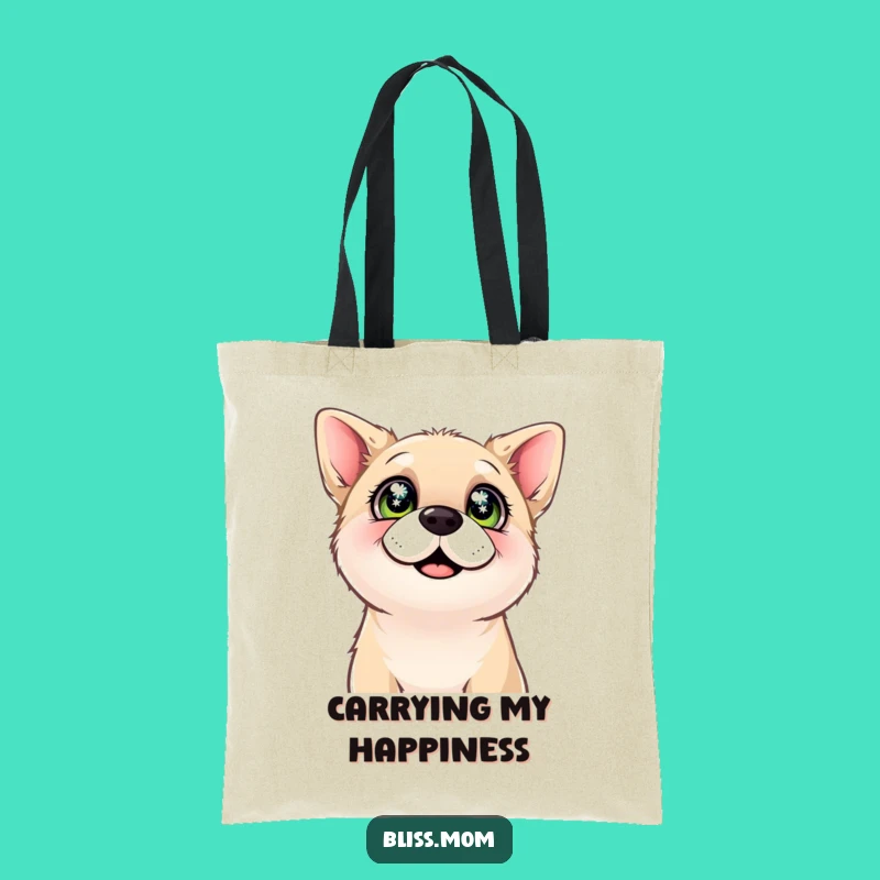 Funny Dog Happiness Tote Bag: Content Pup's Sparkling Eyes
