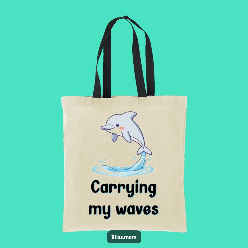 Funny Dolphin Tote Bag: Gleeful Kawaii Leaping Marine Mammal, Stylish & Hilarious Gift