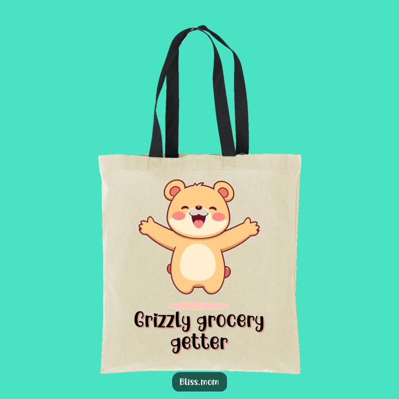 Funny Kawaii Bear Mom Tote Bag: Joyful Jump Companion, Chic Funny Gift