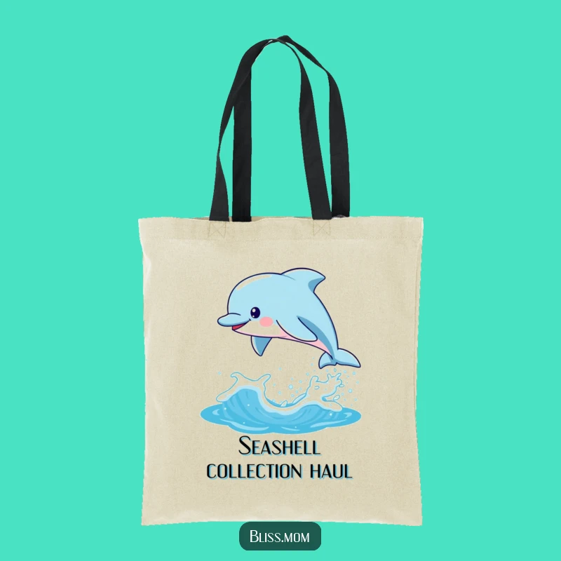 Funny Kawaii Dolphin Mom Tote Bag: Playful Wave Carry, Perfect Shopping Gift