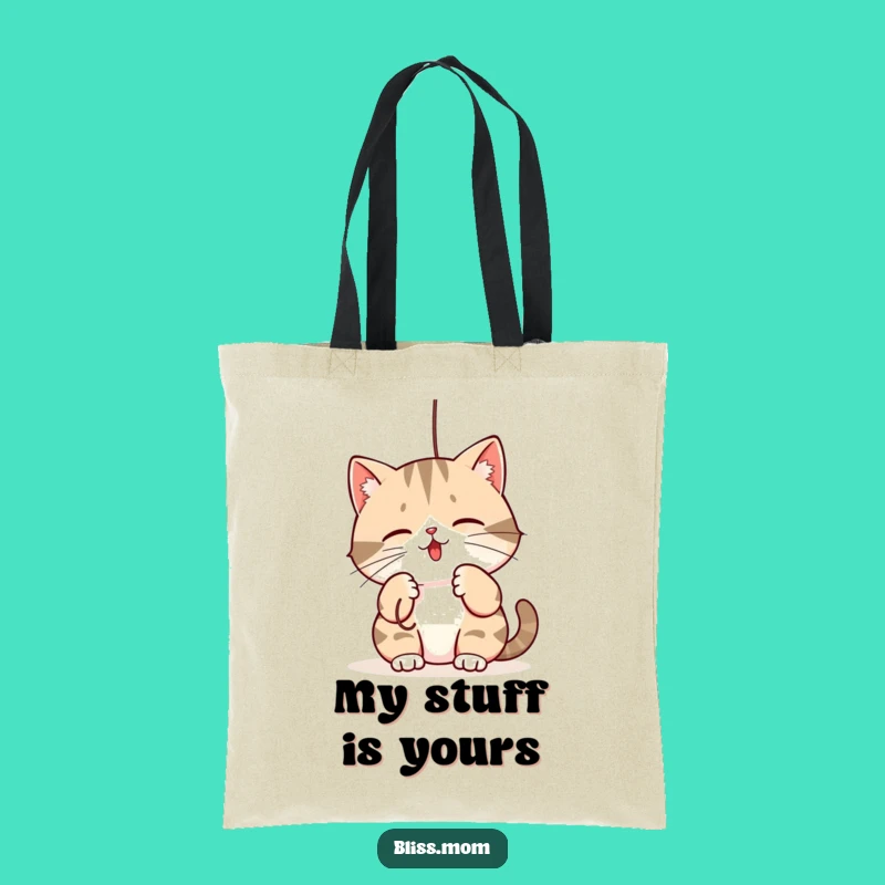 Funny Mama Cat Tote Bag: Kawaii Playful String Batting - Carry Your Cat Love