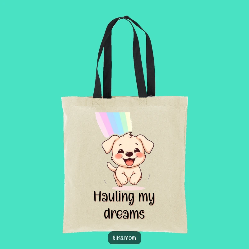 Funny Puppy Rainbow Chase Tote Bag: Carry Your Joy, Perfect Gift!