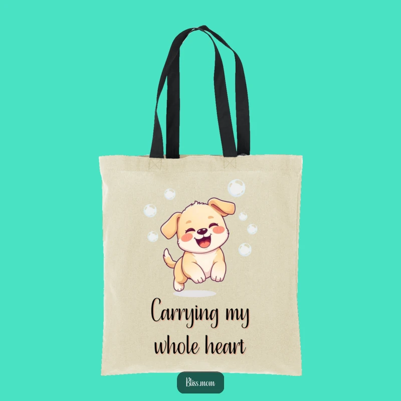 Funny Puppy Tote Bag: Kawaii Bubble Chase Carry-All Gift!