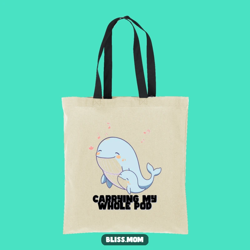 Funny Whale Mom Tote Bag: Ocean Melody, Spacious Carry-all, Perfect Funny Gift