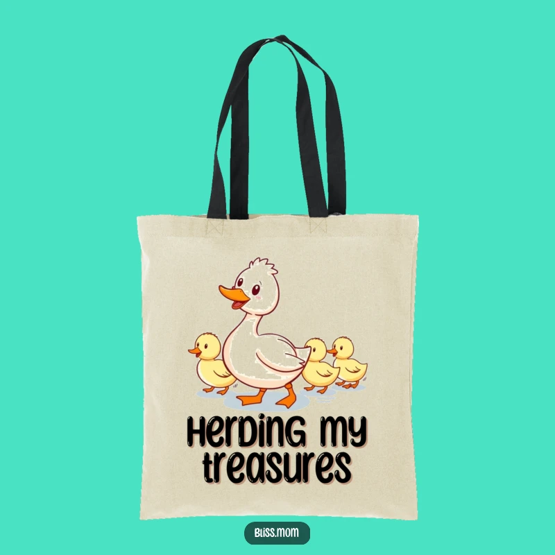 Funny Mama Duck Tote Bag: Waddling Ducklings Follow - Carry Your Crew Gift
